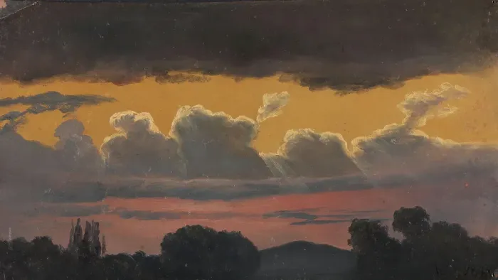 Framed Print : Cloud Study over Landscape, 1838. Creator: Knud Baade Framed Print : Cloud Study over Landscape, 1838. Creator: Knud Baade