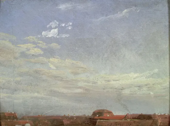 Framed Print : Cloud Study over Red Roofs in Neustadt, 1831. Creator: Johan Christian Dahl Framed Print : Cloud Study over Red Roofs in Neustadt, 1831. Creator: Johan Christian Dahl