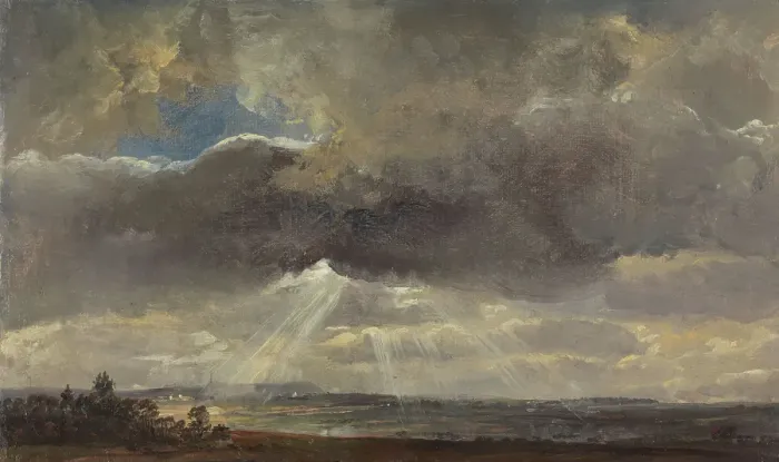 Framed Print : Clouds and Sunbeams over the Windberg near Dresden, c1810-1850. Creator: Johan Christian Dahl Framed Print : Clouds and Sunbeams over the Windberg near Dresden, c1810-1850. Creator: Johan Christian Dahl