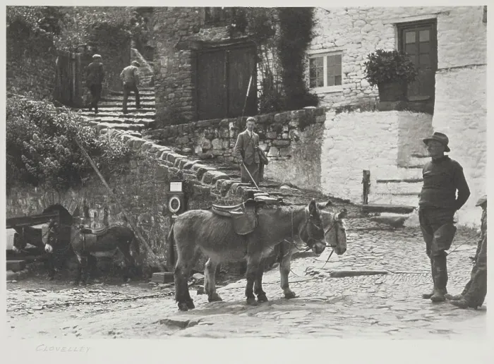 Framed Print : Clovelly. From the album: Photograph album - England, 1920s. Creator: Harry Moult Framed Print : Clovelly. From the album: Photograph album - England, 1920s. Creator: Harry Moult