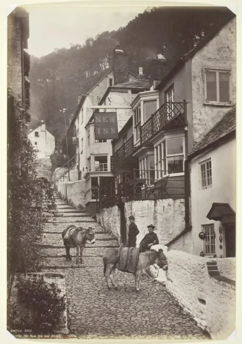 Framed Print : Clovelly, the New Inn and Street, 1860 / 94. Creator: Francis Bedford Framed Print : Clovelly, the New Inn and Street, 1860 / 94. Creator: Francis Bedford