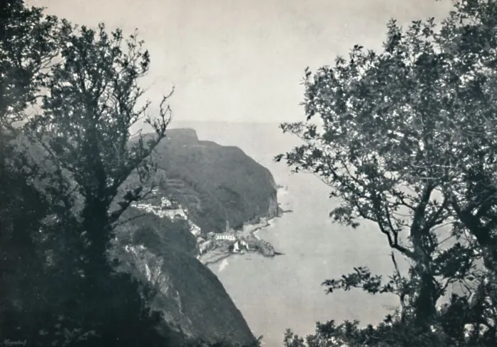 Framed Print : Clovelly - View from Hobby Drive, 1895 Framed Print : Clovelly - View from Hobby Drive, 1895