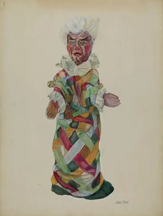 Framed Print : Clown Hand Puppet, 1935 / 1942. Creator: Lillian Stahl Framed Print : Clown Hand Puppet, 1935 / 1942. Creator: Lillian Stahl