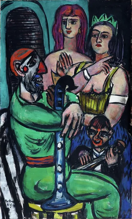 Framed Print : Clown with Women and Little Clown, 1950. Creator: Beckmann, Max (1884-1950) Framed Print : Clown with Women and Little Clown, 1950. Creator: Beckmann, Max (1884-1950)
