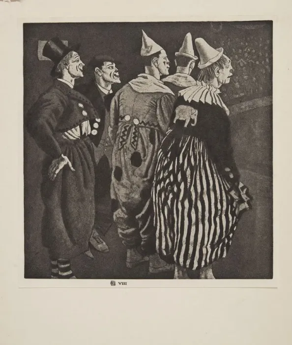 Framed Print : Five Clowns, pub. 1926. Creator: Laura Knight (1877 - 1970) Framed Print : Five Clowns, pub. 1926. Creator: Laura Knight (1877 - 1970)