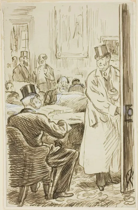 Framed Print : At the Club, 1870 / 91. Creator: Charles Samuel Keene Framed Print : At the Club, 1870 / 91. Creator: Charles Samuel Keene