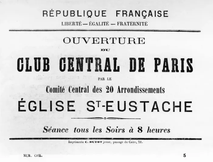 Framed Print : Club Central de Paris, from French Political posters of the Paris Commune, May 1871
