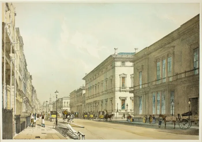 Framed Print : The Club Houses and Pall Mall, plate thirteen from Original Views of London as It Is