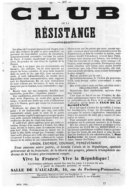 Club de la Resistance, from French Political posters of the Paris Commune, May 1871