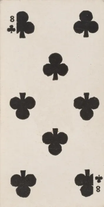 Framed Print : Eight Clubs (black), from the Playing Cards series (N84) for Duke brand cigarettes, 1888 Framed Print : Eight Clubs (black), from the Playing Cards series (N84) for Duke brand cigarettes, 1888