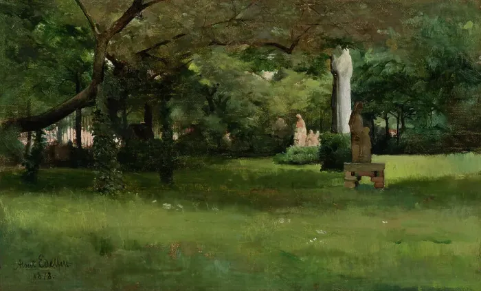 Framed Print : The Cluny Museum Garden in Paris, 1878. Creator: Albert Edelfelt Framed Print : The Cluny Museum Garden in Paris, 1878. Creator: Albert Edelfelt