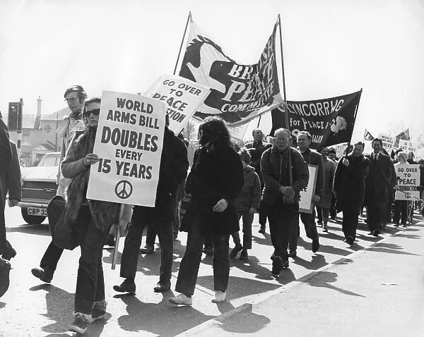 CND demo, Horley, Surrey, c1969