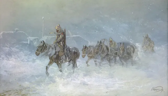 Framed Print : Coach and Escort Service in the Steppes, 19th century. Creator: Nikolay Nikolaevich Karazin Framed Print : Coach and Escort Service in the Steppes, 19th century. Creator: Nikolay Nikolaevich Karazin