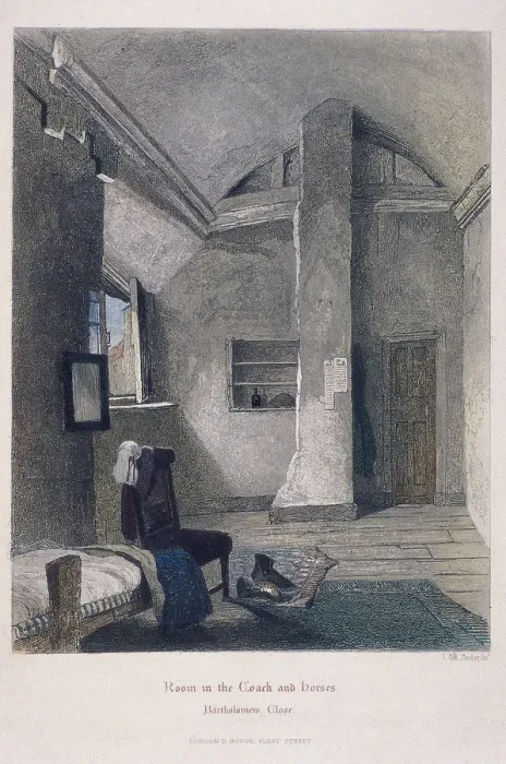 Framed Print : Coach and Horses Inn, Bartholomew Close, London, 1851. Artist: John Wykeham Archer Framed Print : Coach and Horses Inn, Bartholomew Close, London, 1851. Artist: John Wykeham Archer