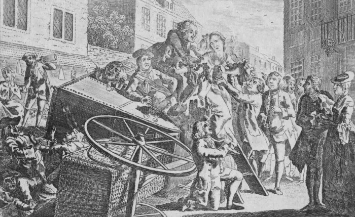 Framed Print : The Coach Overturned, 18th century. Creator: Unknown Framed Print : The Coach Overturned, 18th century. Creator: Unknown