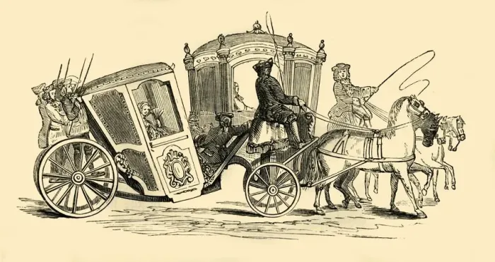 Framed Print : Coaches: Reign of Queen Anne, (1881). Creator: Unknown Framed Print : Coaches: Reign of Queen Anne, (1881). Creator: Unknown