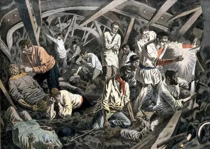 Framed Print : Coal miners trapped underground by a roof fall, Courrieres Mines, Pas-de-Calais, France, 1906 Framed Print : Coal miners trapped underground by a roof fall, Courrieres Mines, Pas-de-Calais, France, 1906