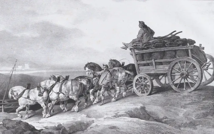 Framed Print : Coal Waggon [sic. ] Drawn by Horses, 1822. Creator: Theodore Gericault