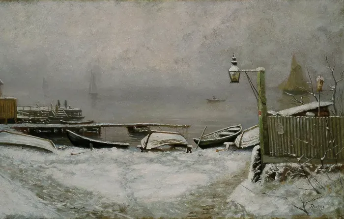 Framed Print : The Coast at Drobak in December, 1890. Creator: Karl Edvard Diriks Framed Print : The Coast at Drobak in December, 1890. Creator: Karl Edvard Diriks