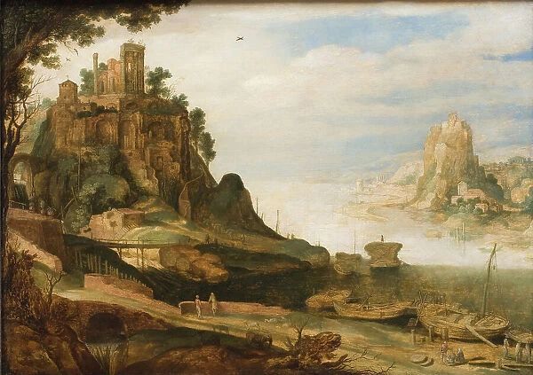 Coast Landscape with the so-called Temple of Sibyl at Tivoli, 1620-1629. Creator: Willem van Nieulandt