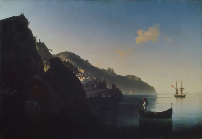 Framed Print : The Coast near Amalfi, 1841. Artist: Aivazovsky, Ivan Konstantinovich (1817-1900) Framed Print : The Coast near Amalfi, 1841. Artist: Aivazovsky, Ivan Konstantinovich (1817-1900)