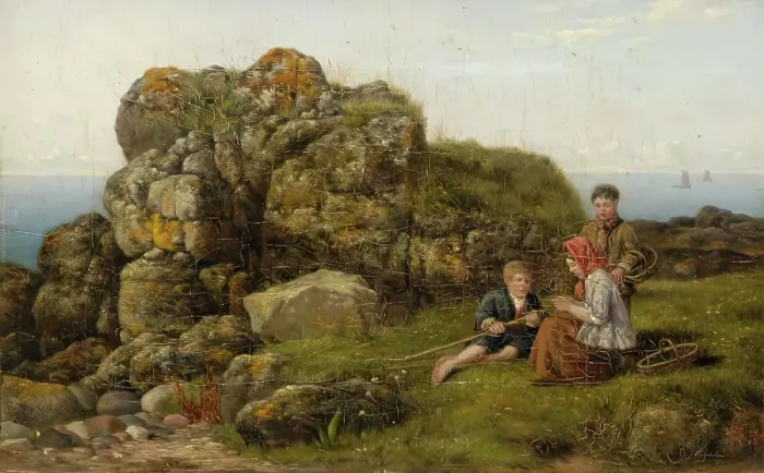 Framed Print : On the Coast near Bervie, 1862. Creator: George Reid