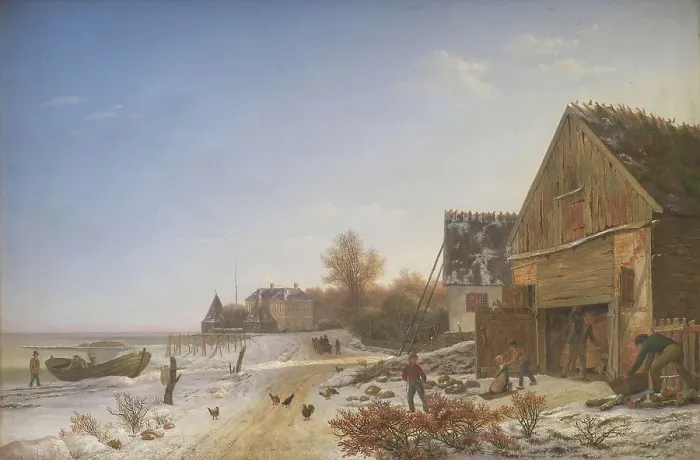 Framed Print : Coast road at Vedbæk, winter afternoon, 1836-1837. Creator: Johan Stroe Framed Print : Coast road at Vedbæk, winter afternoon, 1836-1837. Creator: Johan Stroe