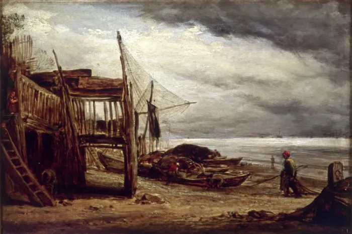 Framed Print : A Coast Scene, 1860. Artist: John Linnell Framed Print : A Coast Scene, 1860. Artist: John Linnell