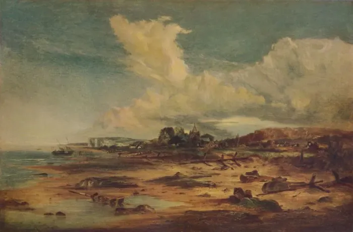 Framed Print : Coast Scene with Church, c1824. Artist: John Constable