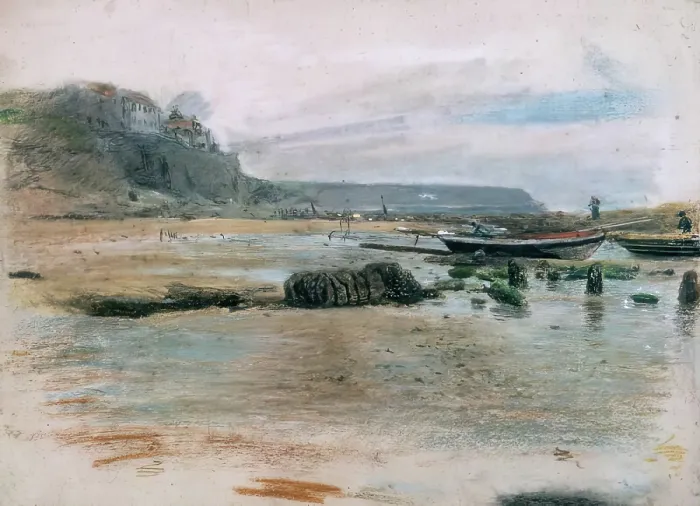 Framed Print : Coast Scene, Cullercoats, c1834. Creator: John Linnell the Elder Framed Print : Coast Scene, Cullercoats, c1834. Creator: John Linnell the Elder