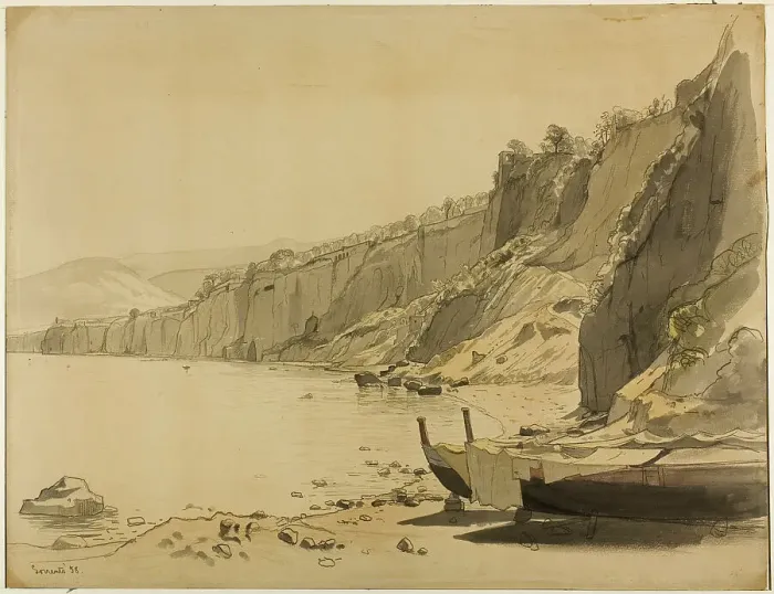 Framed Print : Coast of Sorrento, 1858. Creator: William Stanley Haseltine Framed Print : Coast of Sorrento, 1858. Creator: William Stanley Haseltine