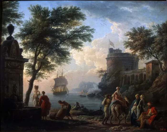Framed Print : Coastal Harbour. Calm, c1763. Artist: Claude-Joseph Vernet Framed Print : Coastal Harbour. Calm, c1763. Artist: Claude-Joseph Vernet