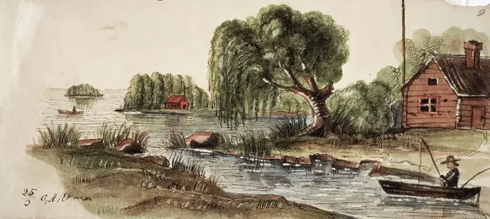 Framed Print : Coastal landscape, 1850-1855. Creator: Karl Anders Ekman Framed Print : Coastal landscape, 1850-1855. Creator: Karl Anders Ekman