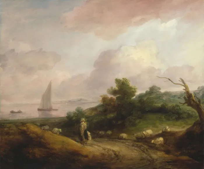 Framed Print : Coastal Landscape with a Shepherd and His Flock, between 1783 and 1784