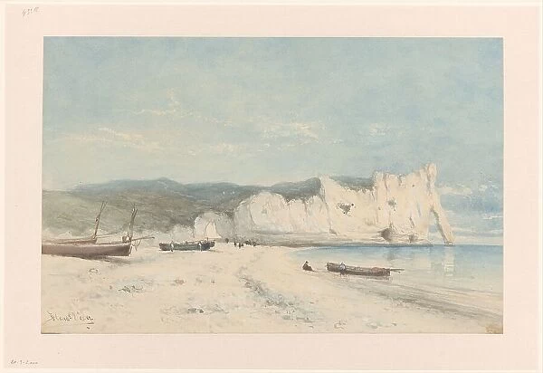 Coastal landscape with white chalk cliffs, 1851-1894. Creator: Hendrik Veder