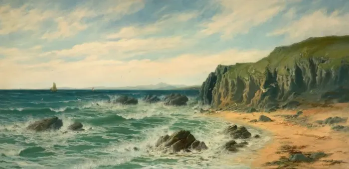 Framed Print : Coastal Scene, 1887. Creator: Edward Moore Framed Print : Coastal Scene, 1887. Creator: Edward Moore