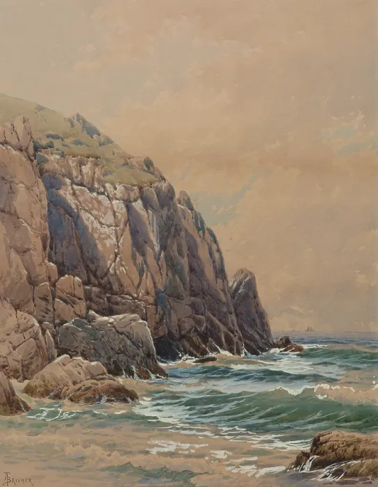 Framed Print : Coastal Scene, Cliffs and Sea, between 1860 and 1908. Creator: Alfred Thompson Bricher Framed Print : Coastal Scene, Cliffs and Sea, between 1860 and 1908. Creator: Alfred Thompson Bricher