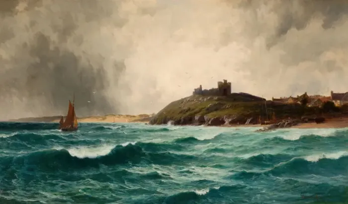 Framed Print : Coastal Scene With Criccieth Castle, 1892. Creator: William Joseph King Framed Print : Coastal Scene With Criccieth Castle, 1892. Creator: William Joseph King