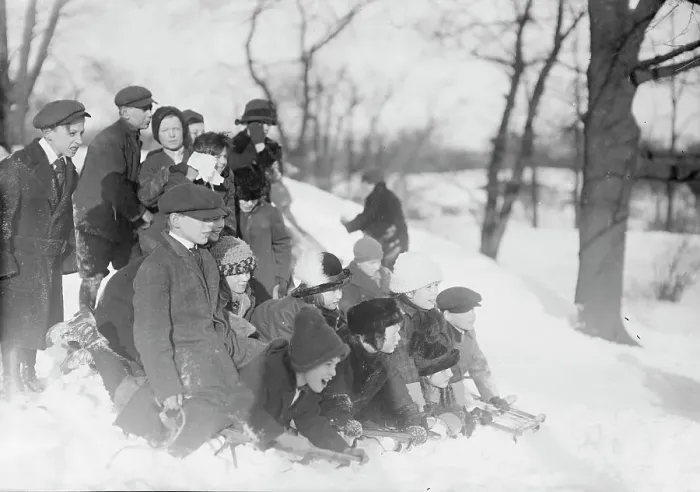 Framed Print : Coasting - Central Park, between c1910 and c1915. Creator: Bain News Service Framed Print : Coasting - Central Park, between c1910 and c1915. Creator: Bain News Service