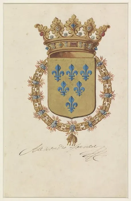 Framed Print : Coat of arms of Alessandro Farnese, governor of the Netherlands and Duke of Parma and... 1650-1699. Creator: Anon Framed Print : Coat of arms of Alessandro Farnese, governor of the Netherlands and Duke of Parma and... 1650-1699. Creator: Anon