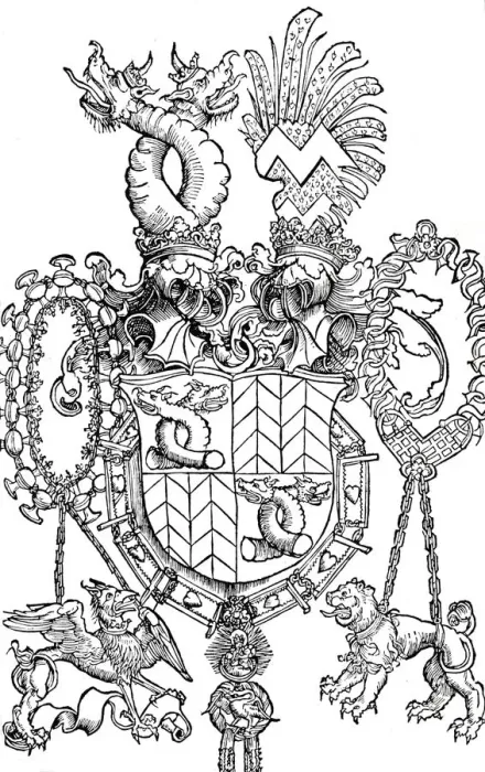 Framed Print : The Coat of Arms of Florian Waldauf, 1500 (1906). Artist: Albrecht Durer Framed Print : The Coat of Arms of Florian Waldauf, 1500 (1906). Artist: Albrecht Durer