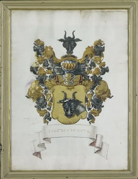 Framed Print : The coat of arms of Jacob Feitama II (1698-1774), 1725-1774. Creator: Anon Framed Print : The coat of arms of Jacob Feitama II (1698-1774), 1725-1774. Creator: Anon
