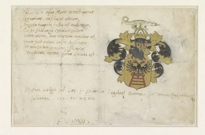 Framed Print : Coat of arms of Josephus Justus Scaliger, 1598. Creator: Anon Framed Print : Coat of arms of Josephus Justus Scaliger, 1598. Creator: Anon