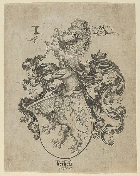 Coat of Arms with a Lion. Creator: Israhel van Meckenem