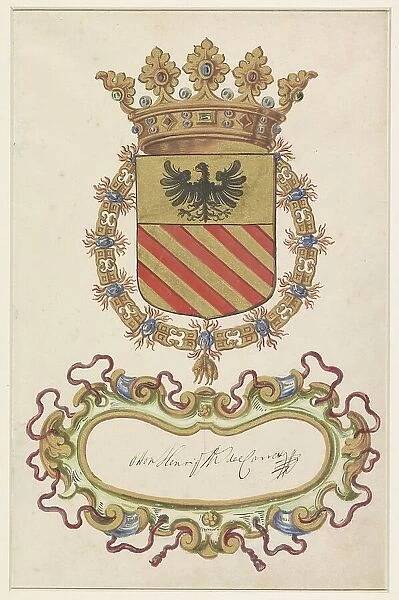 Coat of arms of Ottone Eurico del Caretto, Marquis of Savona, 1650-1699. Creator: Anon