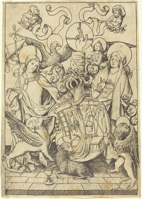 Framed Print : Coat of Arms of the Passion, c. 1455 / 1460. Creator: Master ES Framed Print : Coat of Arms of the Passion, c. 1455 / 1460. Creator: Master ES