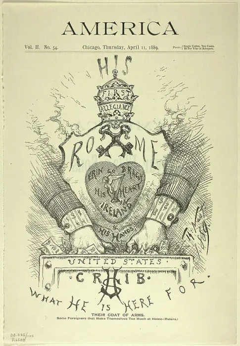 Framed Print : Their Coat of Arms, published April 11, 1889. Creator: Thomas Nast Framed Print : Their Coat of Arms, published April 11, 1889. Creator: Thomas Nast