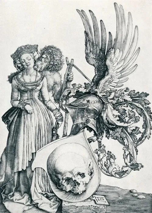 Framed Print : Coat of Arms with a Skull, 1503 (1906). Artist: Albrecht Durer Framed Print : Coat of Arms with a Skull, 1503 (1906). Artist: Albrecht Durer