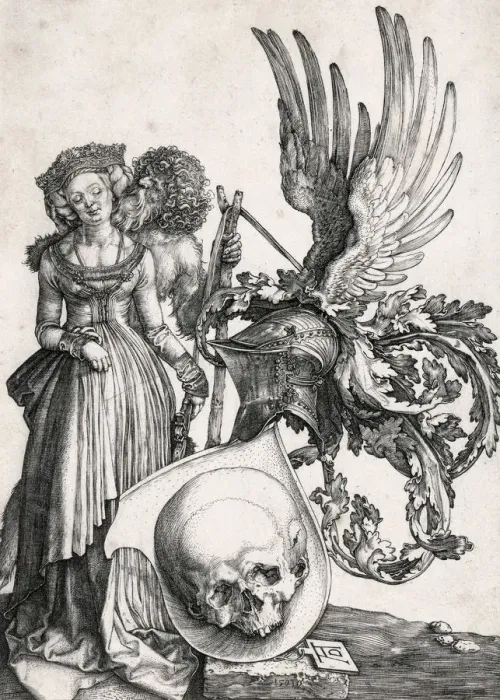 Framed Print : The coat of arms with the skull, 1503. Creator: Dürer, Albrecht (1471-1528) Framed Print : The coat of arms with the skull, 1503. Creator: Dürer, Albrecht (1471-1528)