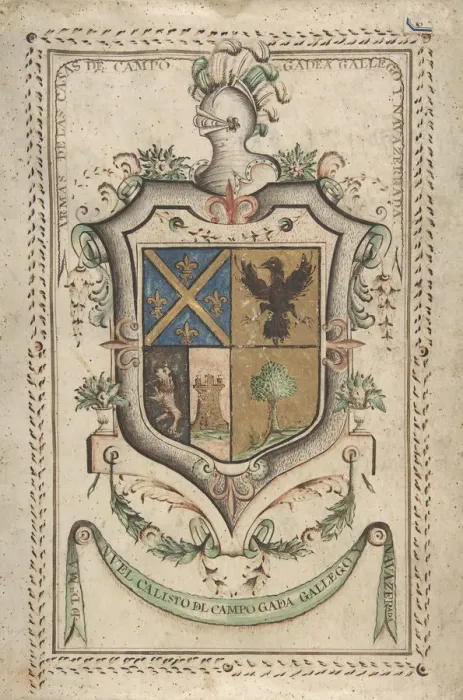 Framed Print : Coat of Arms Surmounted by a Plumed Helmet, 18th century. Creator: Anon Framed Print : Coat of Arms Surmounted by a Plumed Helmet, 18th century. Creator: Anon